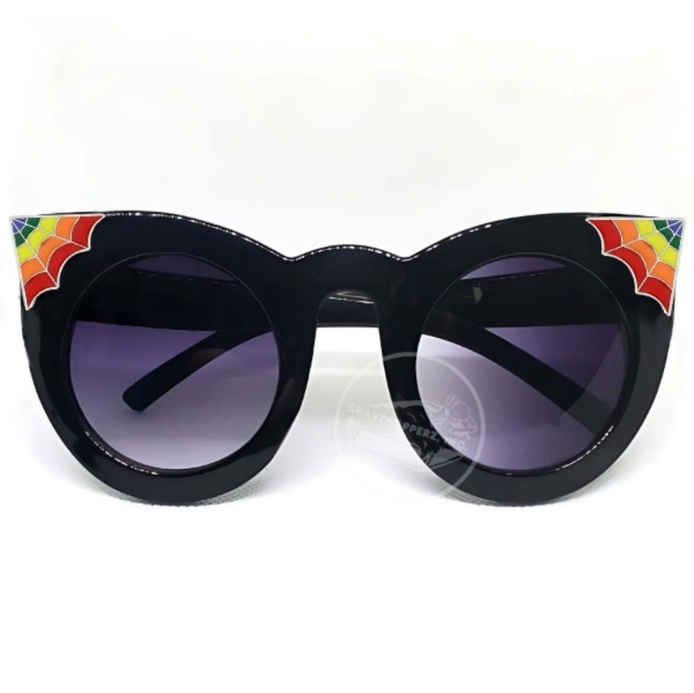 Handmade PRIDErweb Goth Sunglasses Spiderweb OOAK Oversized Cat Eye Fast Deliver